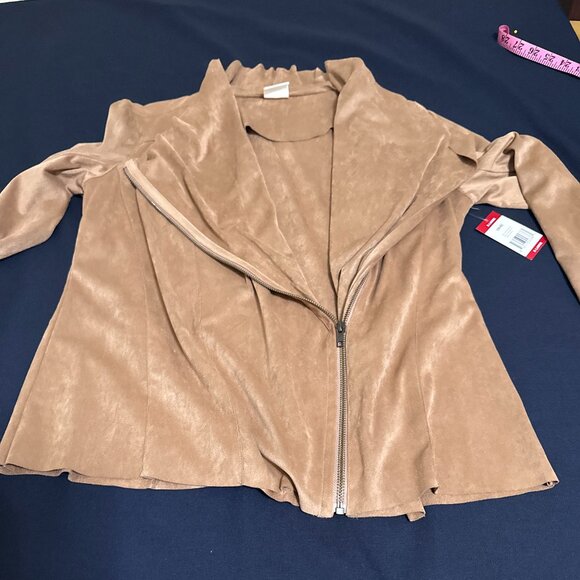 MOTE  Women's Lightweight Faux Suede Zip UP Jacket Size XL  Color TAN - Picture 5 of 11